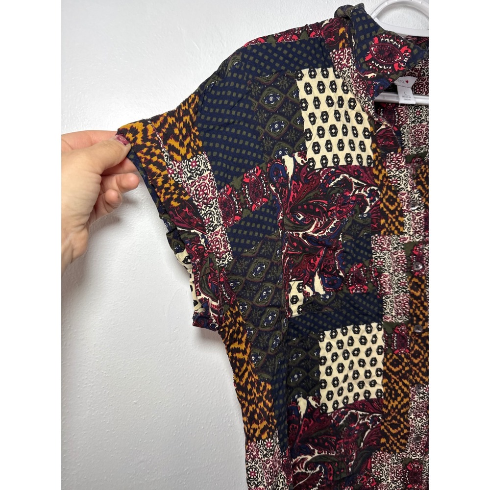 Intro Patchwork Paisley Rayon Button Up Shirt Mul… - image 2